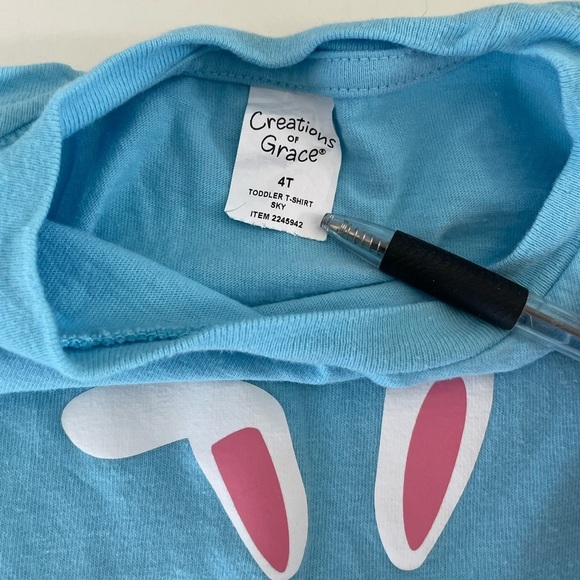 Creations of Grace 100% Cotton Blue Easter Graphic T-Shirt Toddler 4T - Picture 7 of 11